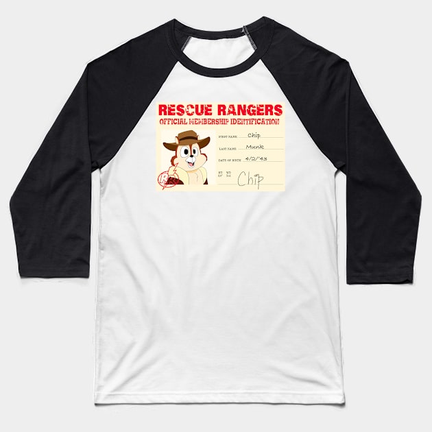 Chip: Rescue Rangers I.D. Baseball T-Shirt by Nick Mantuano Art
